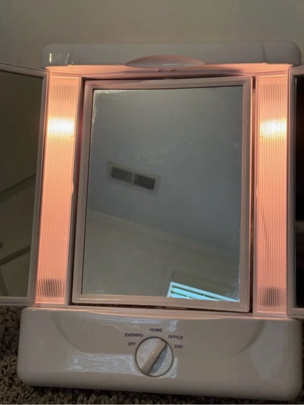 White Lighted Vanity Mirror with Adjustable Stand